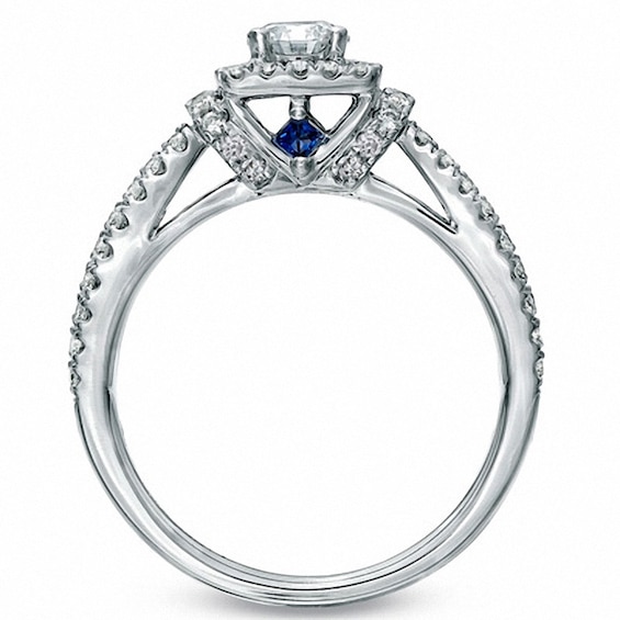 Previously Owned - Vera Wang Love Collection 1 CT. T.w. Diamond Frame Split Shank Engagement Ring in 14K White Gold