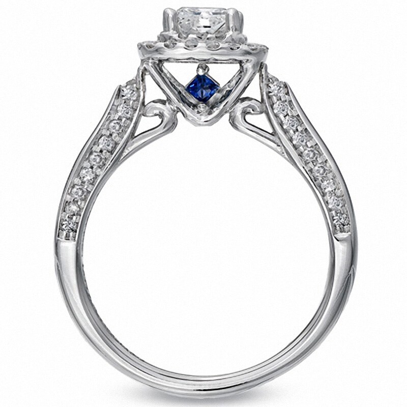 Main Image 2 of Previously Owned - Vera Wang Love Collection 7/8 CT. T.W. Princess-Cut Diamond Frame Engagement Ring in 14K White Gold