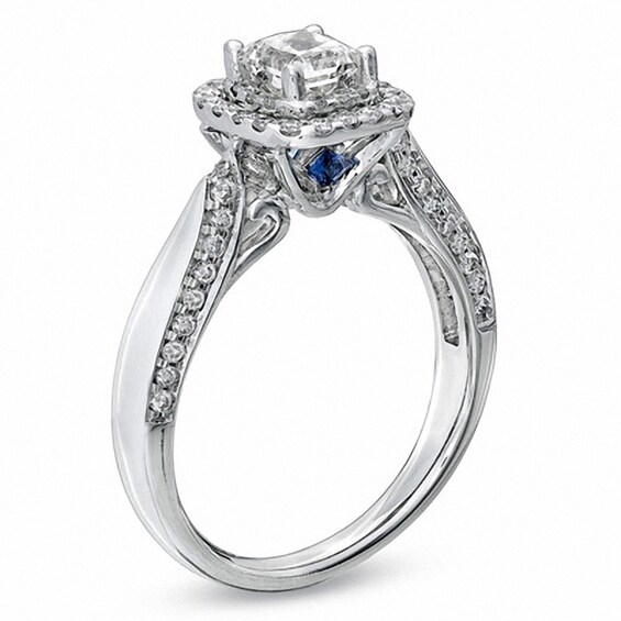 Previously Owned - Vera Wang Love Collection 7/8 CT. T.w. Princess-Cut Diamond Frame Engagement Ring in 14K White Gold