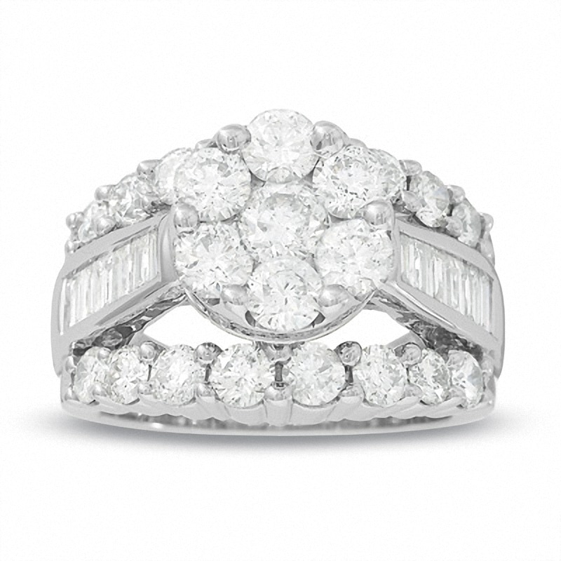 Main Image 1 of Previously Owned - 4 CT. T.W. Composite Diamond Cluster Engagement Ring in 14K White Gold
