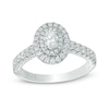 Thumbnail Image 1 of Previously Owned - Vera Wang Love Collection 3/4 CT. T.W. Oval Diamond Frame Engagement Ring in 14K White Gold