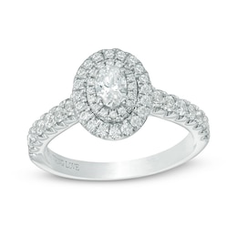 Previously Owned - Vera Wang Love Collection 3/4 CT. T.W. Oval Diamond Frame Engagement Ring in 14K White Gold