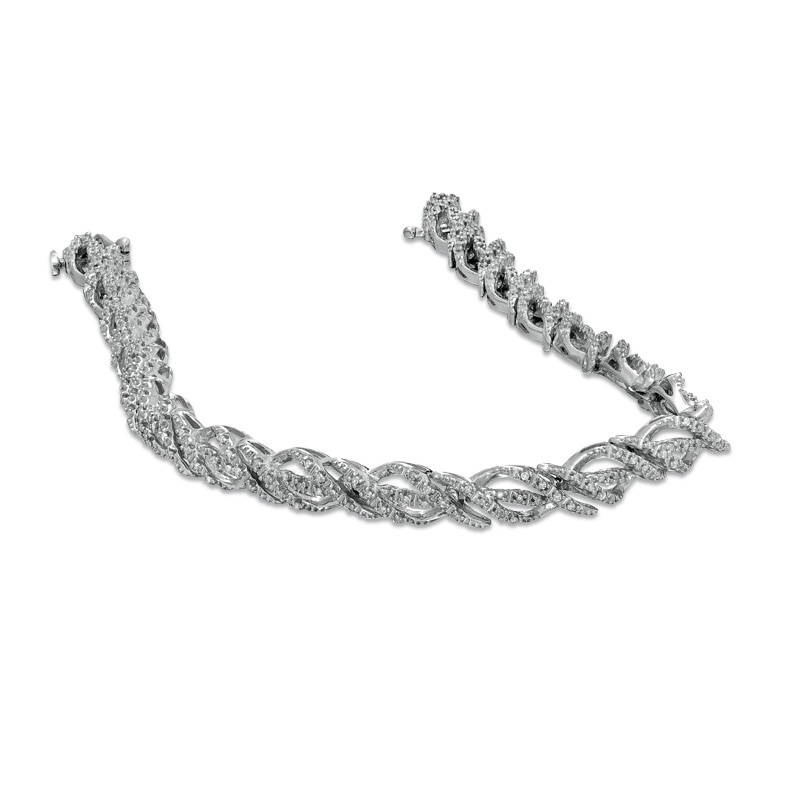 Main Image 3 of Previously Owned - 1/2 CT. T.W. Diamond Ribbon Twist Bracelet in Sterling Silver