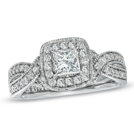 Previously Owned - Vera Wang Love Collection 1-1/5 CT. T.w. Princess-Cut Diamond Ring in 14K White Gold