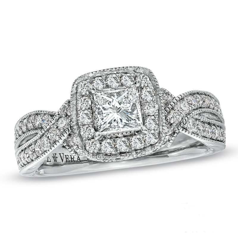 Main Image 1 of Previously Owned - Vera Wang Love Collection 1-1/5 CT. T.W. Princess-Cut Diamond Ring in 14K White Gold