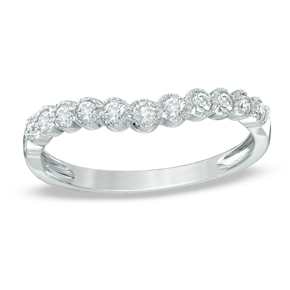 Previously Owned - 1/4 CT. T.w. Diamond Frame Contour Wedding Band in 14K White Gold