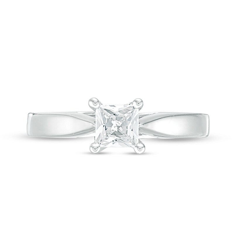 Main Image 4 of Previously Owned - Celebration Ideal 1/2 CT. Princess-Cut Diamond Solitaire Engagement Ring in 14K White Gold (I/I1)