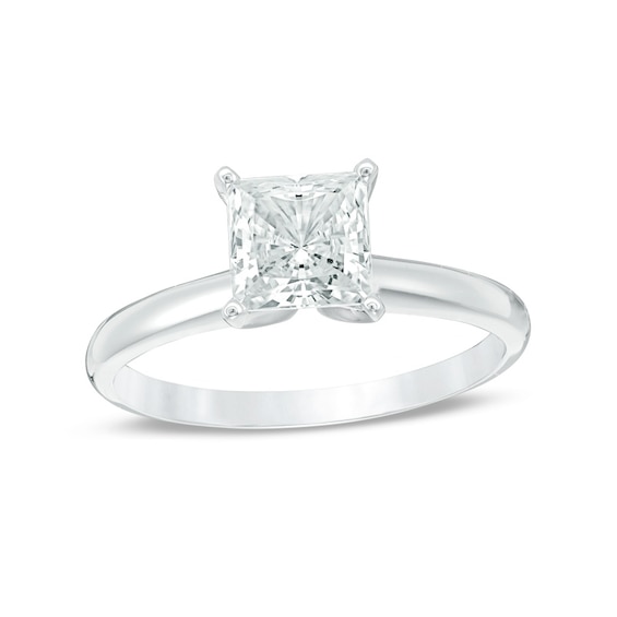 Previously Owned - 1 CT. Princess-Cut Diamond Solitaire Engagement Ring in 14K White Gold (I/I2)