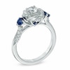 Thumbnail Image 1 of Previously Owned - Vera Wang Love Collection 5/8 CT. T.W. Diamond and Blue Sapphire Engagement Ring in 14K White Gold