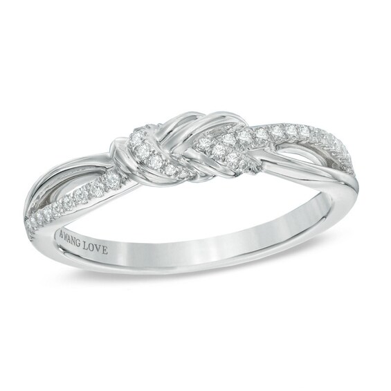 Previously Owned - Vera Wang Love Collection 1/6 CT. T.w. Diamond Knot Ring in 14K White Gold