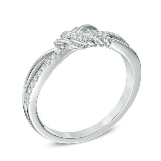 Previously Owned - Vera Wang Love Collection 1/6 CT. T.w. Diamond Knot Ring in 14K White Gold