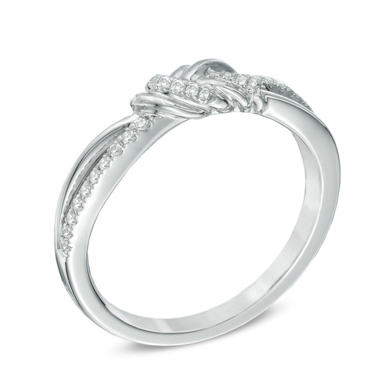 Main Image 2 of Previously Owned - Vera Wang Love Collection 1/6 CT. T.W. Diamond Knot Ring in 14K White Gold