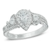 Thumbnail Image 0 of Previously Owned - Vera Wang Love Collection 1 CT. T.W. Pear-Shaped Diamond Three Stone Ring in 14K White Gold