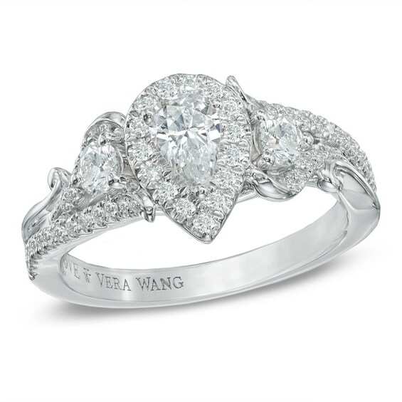 Previously Owned - Vera Wang Love Collection 1 CT. T.W. Pear-Shaped Diamond Three Stone Ring in 14K White Gold Previously Owned - Vera Wang Love Collection 1 CT. T.W. Pear-Shaped Diamond Three Stone Ring in 14K White Gold