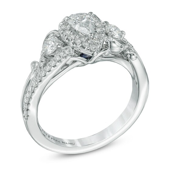 Previously Owned - Vera Wang Love Collection 1 CT. T.W. Pear-Shaped Diamond Three Stone Ring in 14K White Gold Previously Owned - Vera Wang Love Collection 1 CT. T.W. Pear-Shaped Diamond Three Stone Ring in 14K White Gold