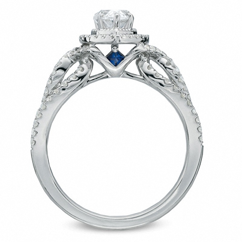 Main Image 3 of Previously Owned - Vera Wang Love Collection 1 CT. T.W. Pear-Shaped Diamond Vintage-Style Ring in 14K White Gold