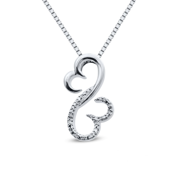 Previously Owned - Open Hearts Family by Jane Seymourâ¢ Diamond Accent Half and Half Pendant in Sterling Silver