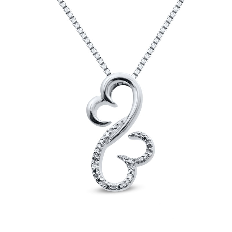 Previously Owned - Open Hearts Family by Jane Seymour™ Diamond Accent Half and Half Pendant in Sterling Silver