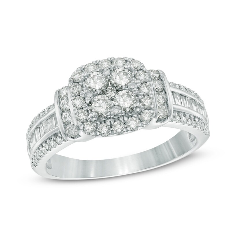 Main Image 1 of Previously Owned - 1 CT. T.W. Diamond Composite Frame Engagement Ring in 10K White Gold
