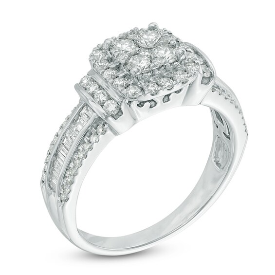Previously Owned - 1 CT. T.w. Diamond Composite Frame Engagement Ring in 10K White Gold