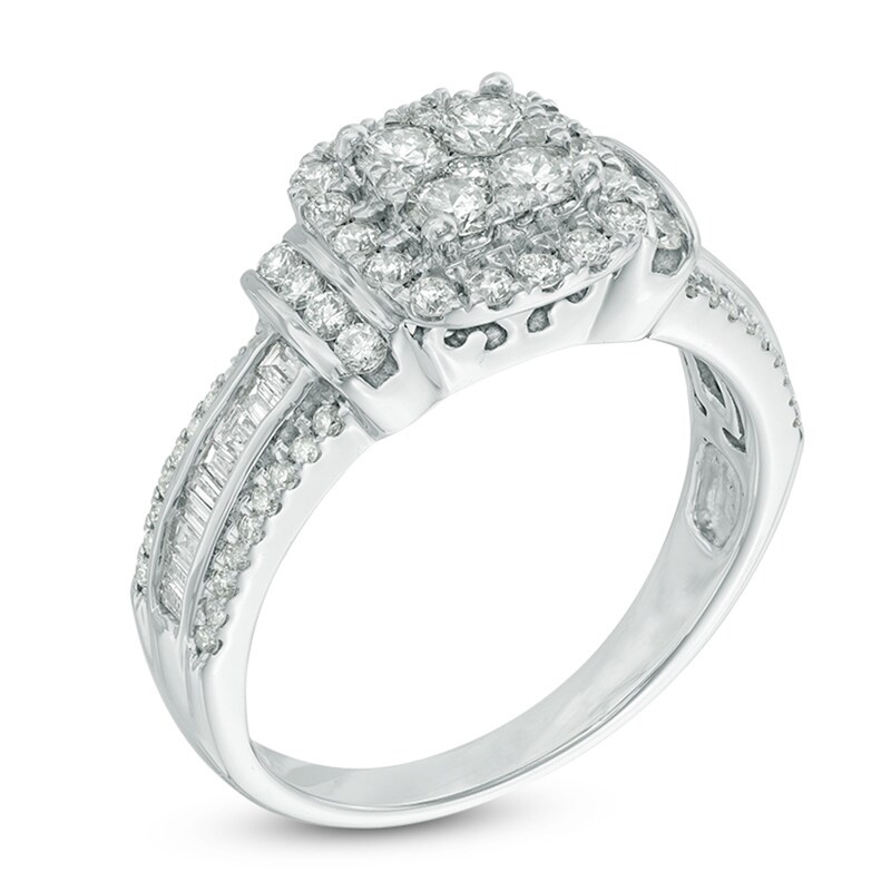 Main Image 2 of Previously Owned - 1 CT. T.W. Diamond Composite Frame Engagement Ring in 10K White Gold