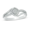 Thumbnail Image 1 of Previously Owned - 1/10 CT. T.W. Diamond Cluster Square Frame Bypass Ring in Sterling Silver
