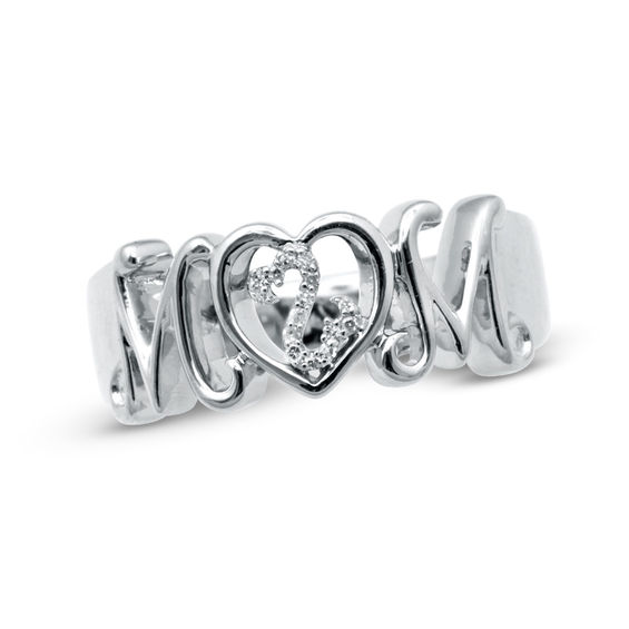 Previously Owned - Open Hearts Family by Jane Seymourâ¢ Diamond Accent Mom Ring in Sterling Silver