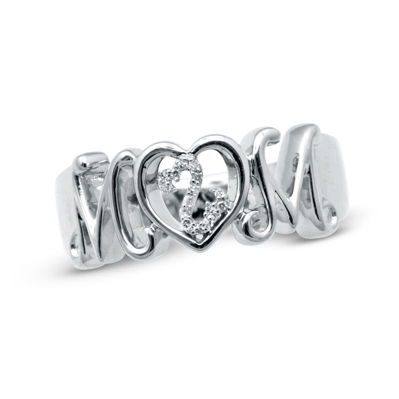 Main Image 1 of Previously Owned - Open Hearts Family by Jane Seymour™ Diamond Accent "MOM" Ring in Sterling Silver
