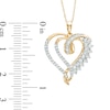 Thumbnail Image 2 of Previously Owned - 1/2 CT. T.W. Baguette and Round Diamond Double Heart Swirl Pendant in 10K Gold