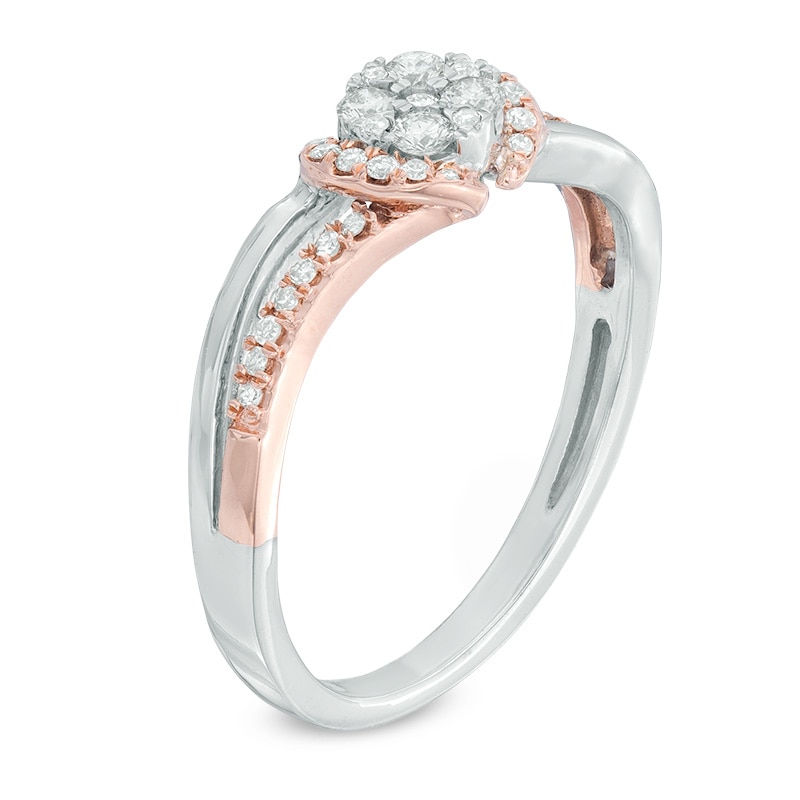 Main Image 2 of Previously Owned - 1/4 CT. T.W. Composite Diamond Collar Ring in 10K Two-Tone Gold