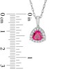 Thumbnail Image 2 of Previously Owned - Trillion-Cut Lab-Created Ruby and White Sapphire Frame Pendant and Earrings Set in Sterling Silver