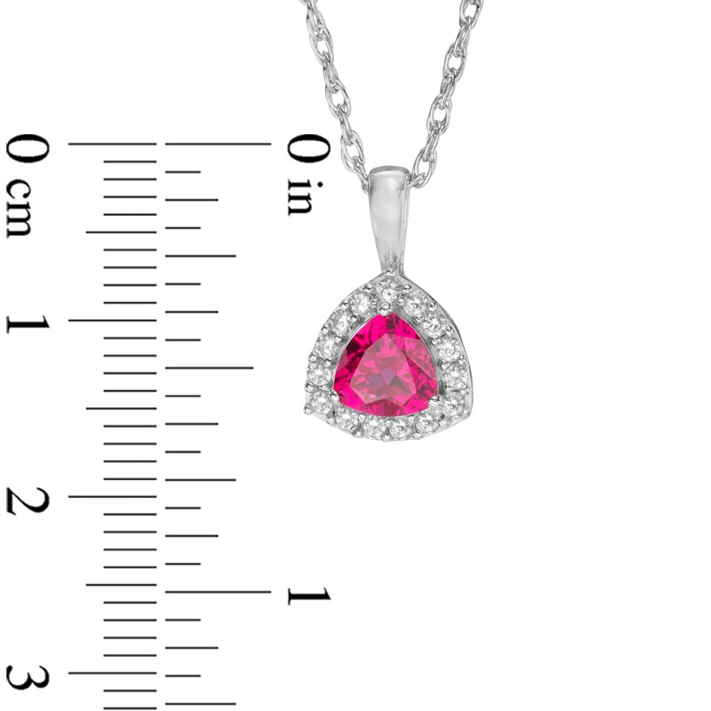 Main Image 2 of Previously Owned - Trillion-Cut Lab-Created Ruby and White Sapphire Frame Pendant and Earrings Set in Sterling Silver
