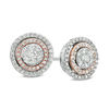 Thumbnail Image 1 of Previously Owned - 1/2 CT. T.W. Diamond Cluster Double Frame Stud Earrings in 10K Two-Tone Gold