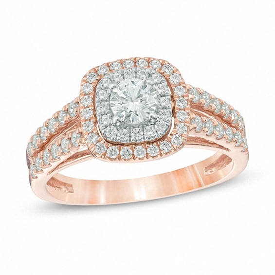 Previously Owned - 1 CT. T.w. Diamond Double Frame Engagement Ring in 14K Two-Tone Gold