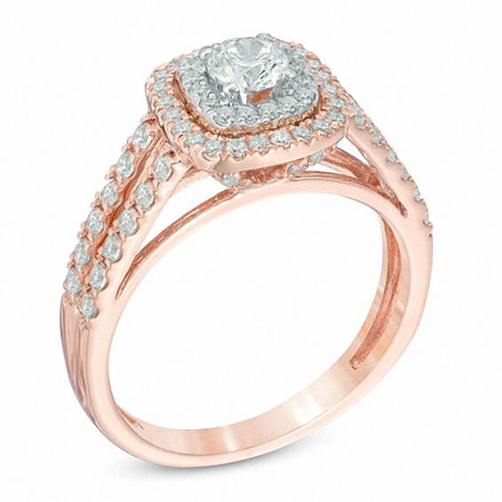 Previously Owned - 1 CT. T.w. Diamond Double Frame Engagement Ring in 14K Two-Tone Gold