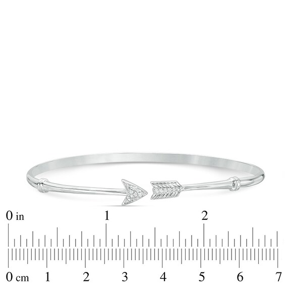 Previously Owned - 1/20 CT. T.w. Diamond Arrow Open Bangle in Sterling Silver - 7.5"