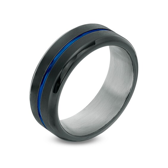 Previously Owned - Men's 8.0mm Two-Tone Wedding Band in IP Stainless Steel