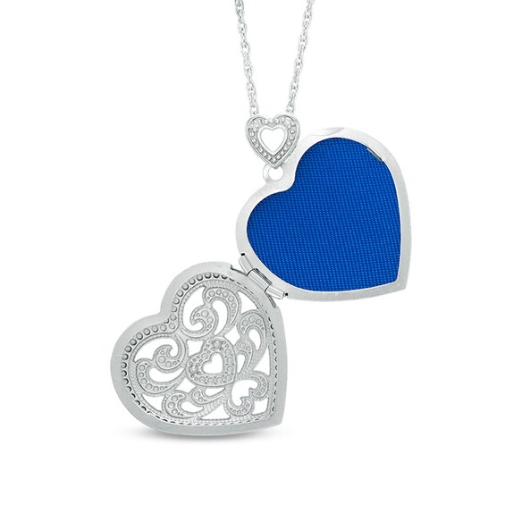 Previously Owned - Diamond Accent Filigree Heart Locket in Sterling Silver