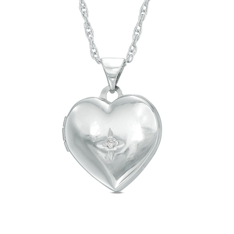 Main Image 1 of Previously Owned - Diamond Accent Heart Locket in Sterling Silver