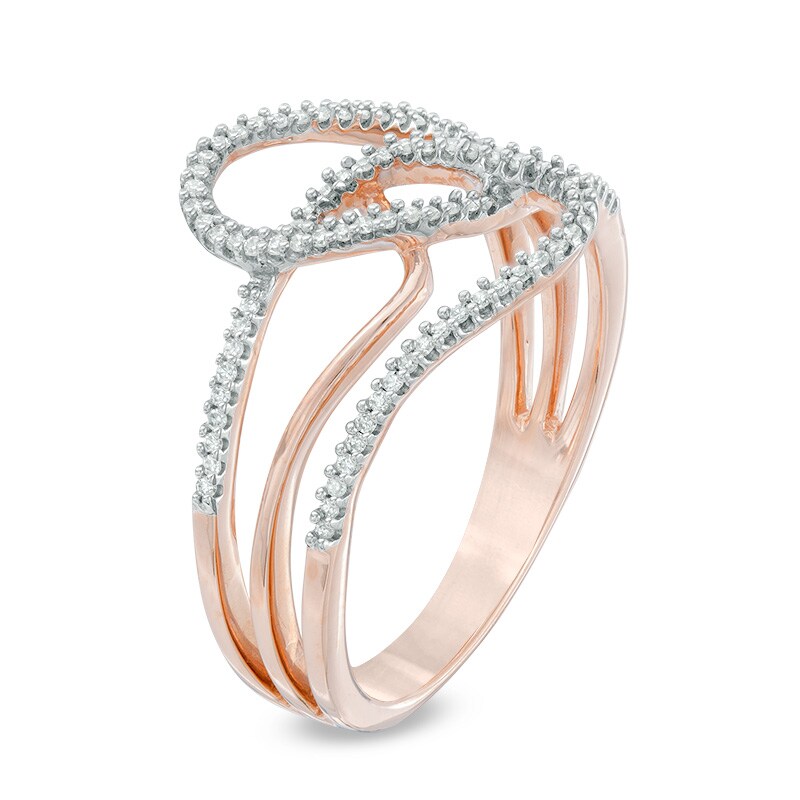 Main Image 2 of Previously Owned - 1/6 CT. T.W. Diamond Abstract Loop Ring in 10K Rose Gold