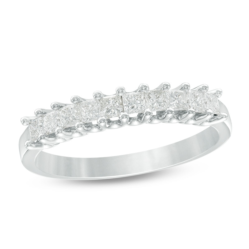 Main Image 1 of Previously Owned - 1/2 CT. T.W. Princess-Cut Diamond Wedding Band in 14K White Gold