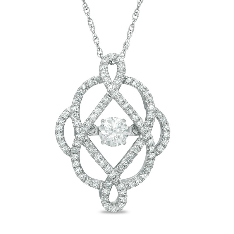 Main Image 1 of Previously Owned - 1/2 CT. T.W. Diamond Scrollwork Pendant in 10K White Gold