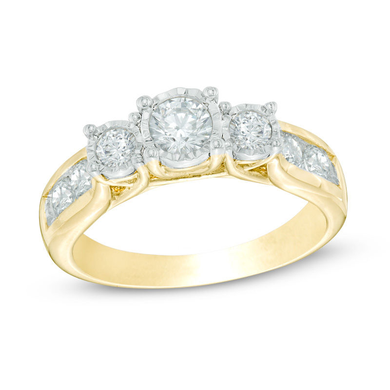 Previously Owned - 1 CT. T.W. Diamond Past Present Future® Engagement Ring in 10K Gold