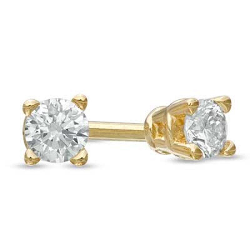 Main Image 1 of Previously Owned - 1/5 CT. T.W. Diamond Solitaire Stud Earrings in 14K Gold