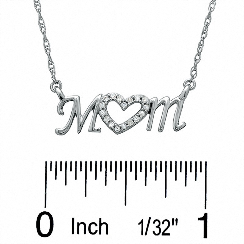 Main Image 2 of Previously Owned - Diamond Accent Mom Heart Necklace in Sterling Silver