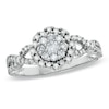 Thumbnail Image 1 of Previously Owned - 1/2 CT. T.W. Diamond Flower Twist Shank Ring in 10K White Gold