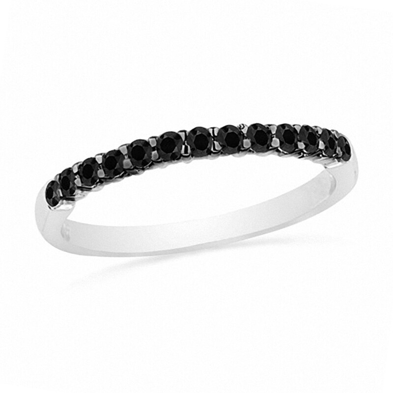 Main Image 1 of Previously Owned - 1/4 CT. T.W. Black Diamond Band in 10K White Gold