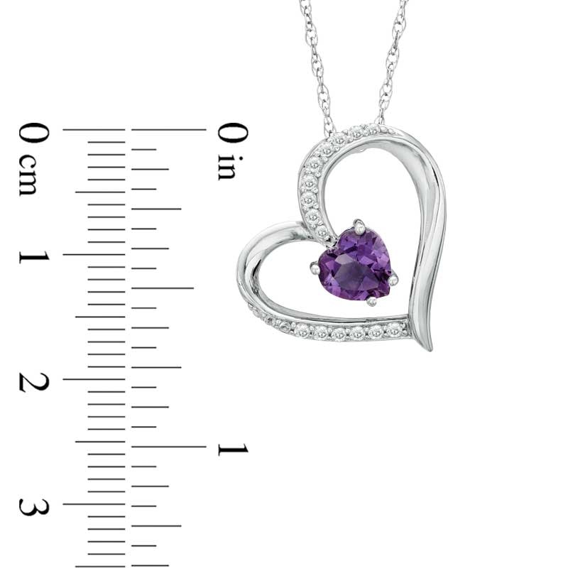 Main Image 2 of Previously Owned - 6.0mm Heart-Shaped Amethyst and Lab-Created White Sapphire Pendant in Sterling Silver