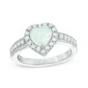 Thumbnail Image 1 of Previously Owned - 7.0mm Heart-Shaped Lab-Created Opal and White Sapphire Frame Ring in Sterling Silver