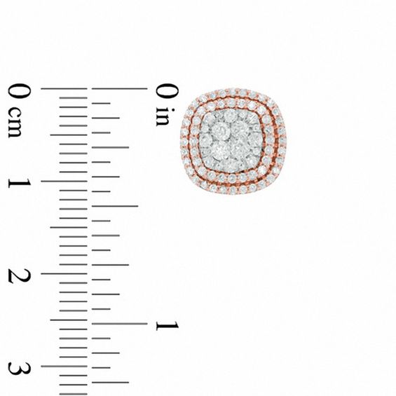 Previously Owned - 1 CT. T.w. Diamond Cluster Frame Stud Earrings in 10K Rose Gold